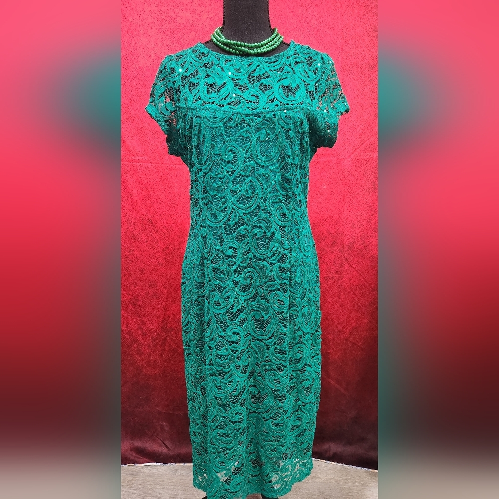 Green sparkle pinup wiggle dress size 14 never worn rockabilly